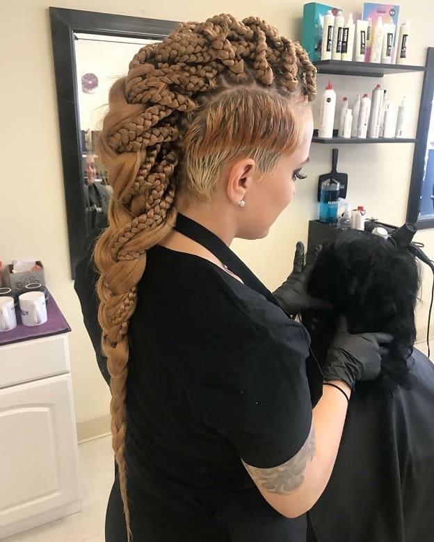 long mohawk braided ponytail