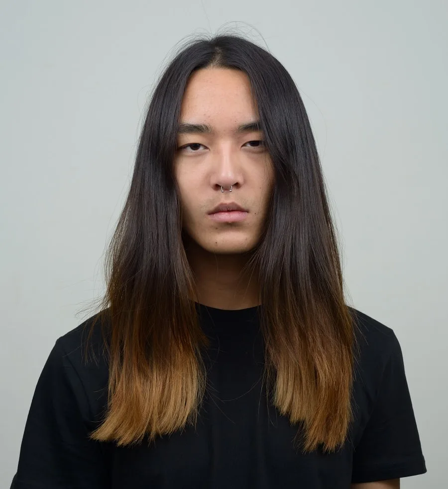 long ombre hair for asian men