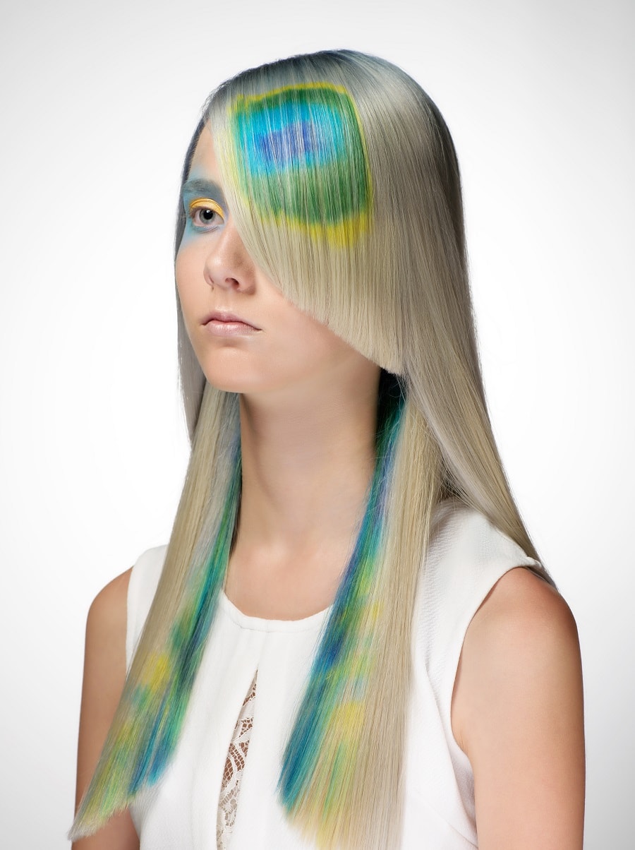 long peacock hair color