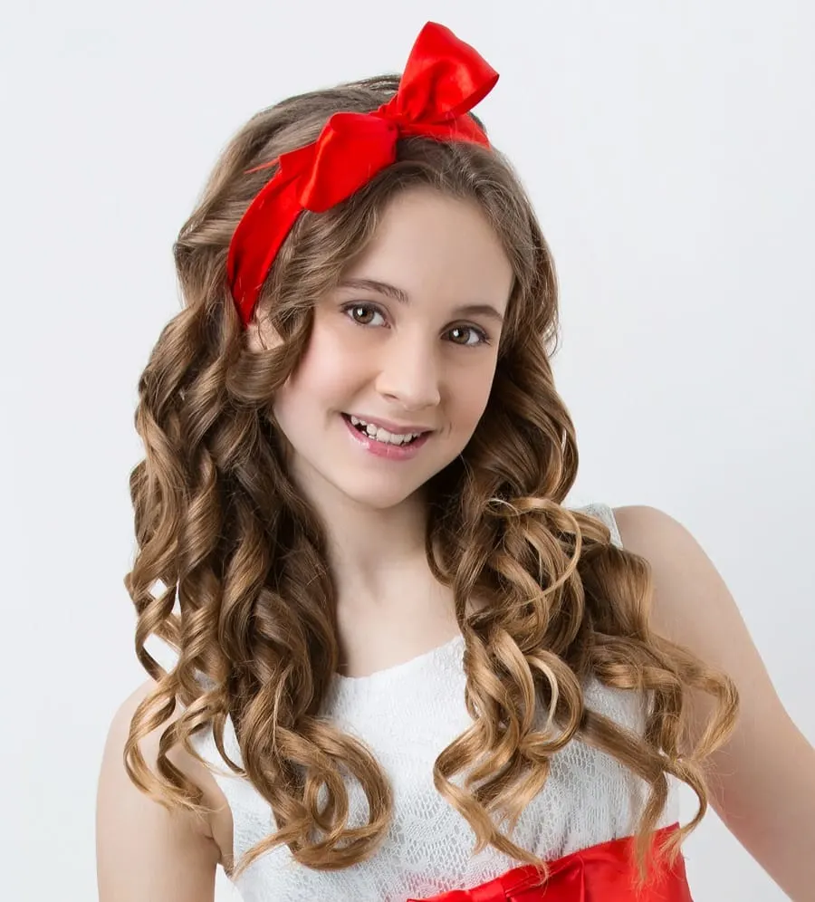 long perm hair with headband