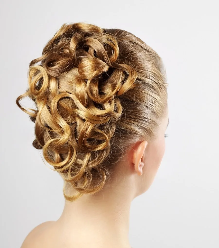 long permed hair updo