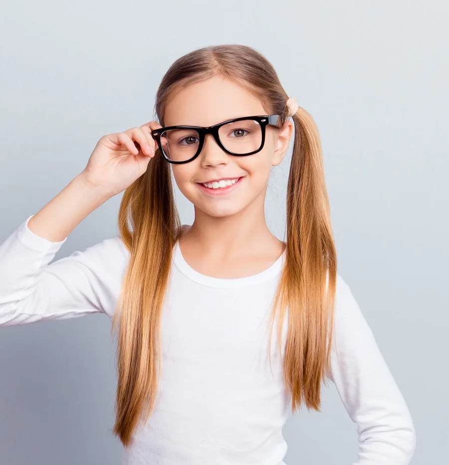 long pigtails with glasses