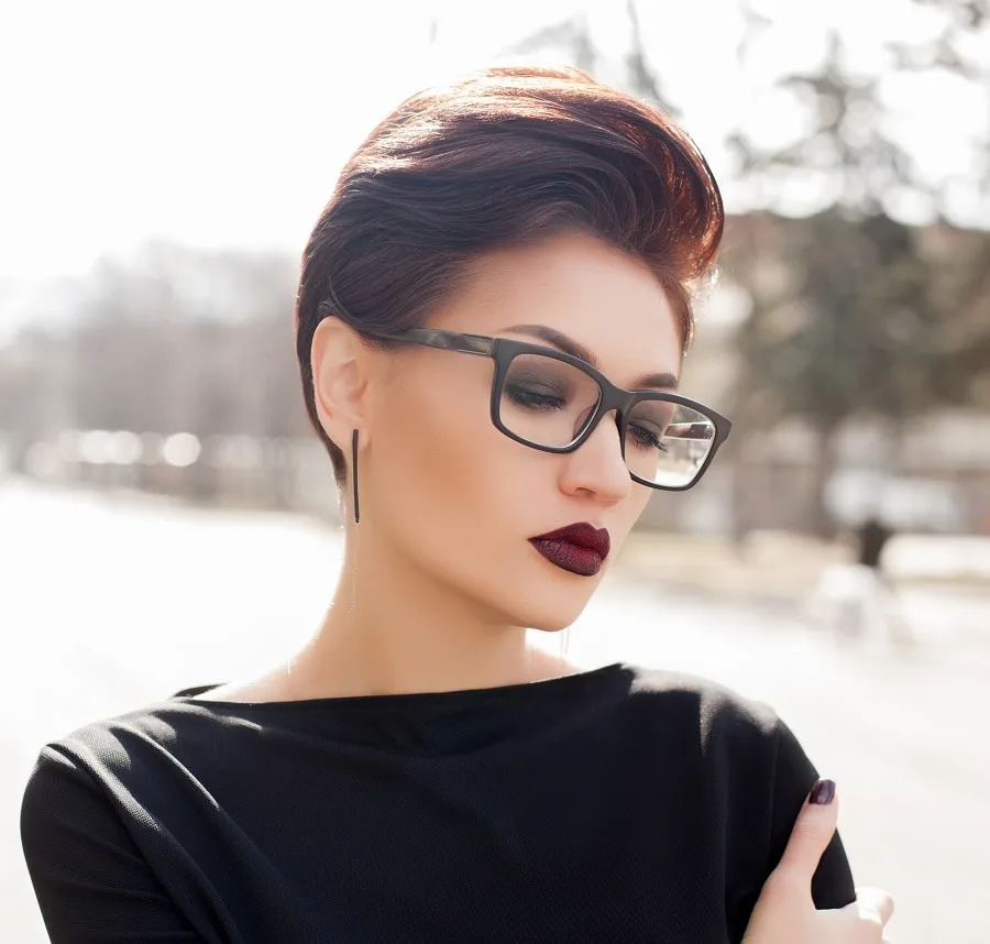 long pixie for women with glasses