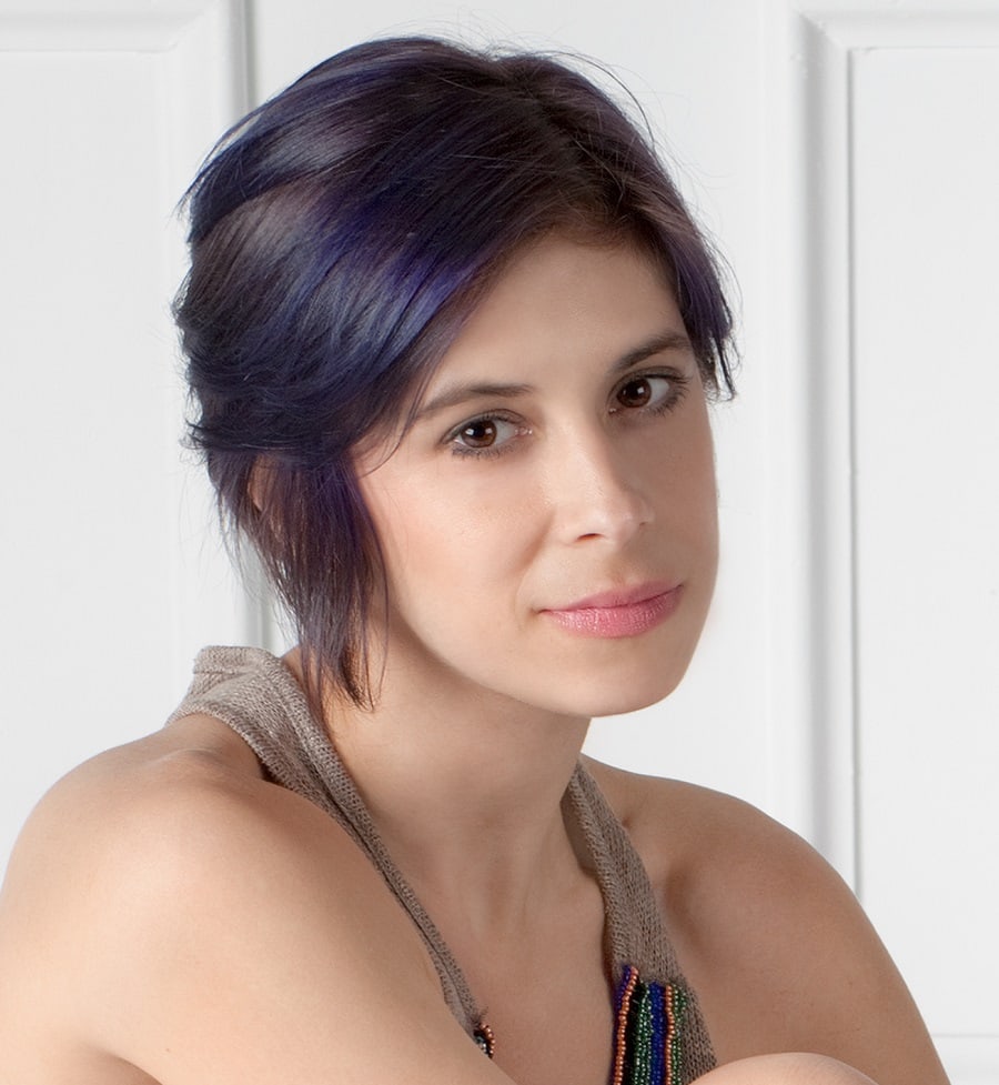 long pixie with blue highlights