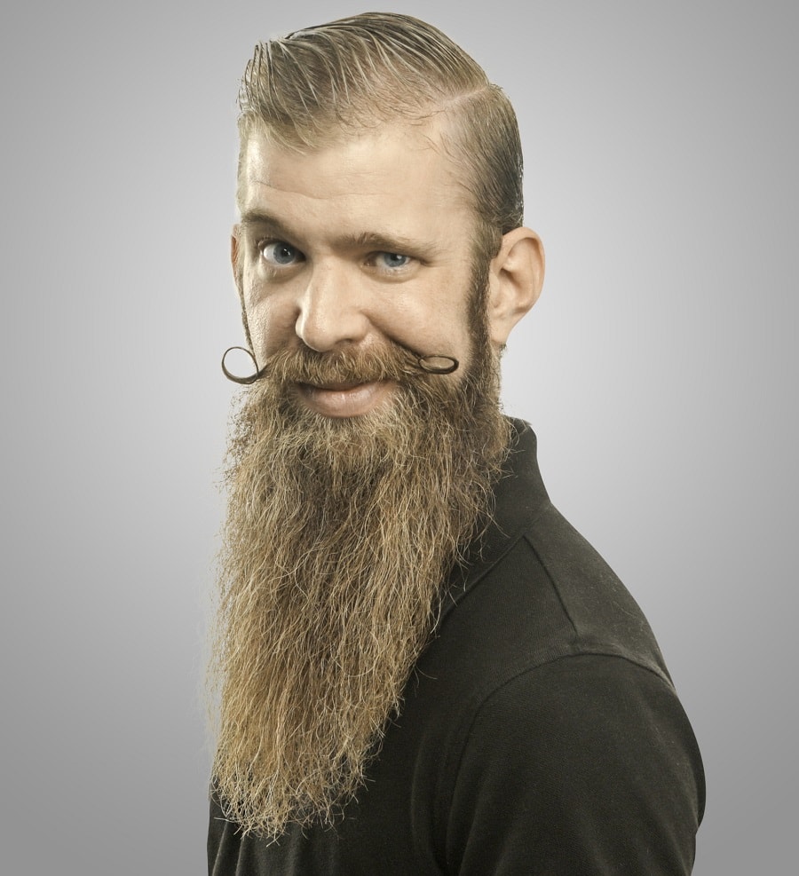 long pointed beard with handlebar mustache