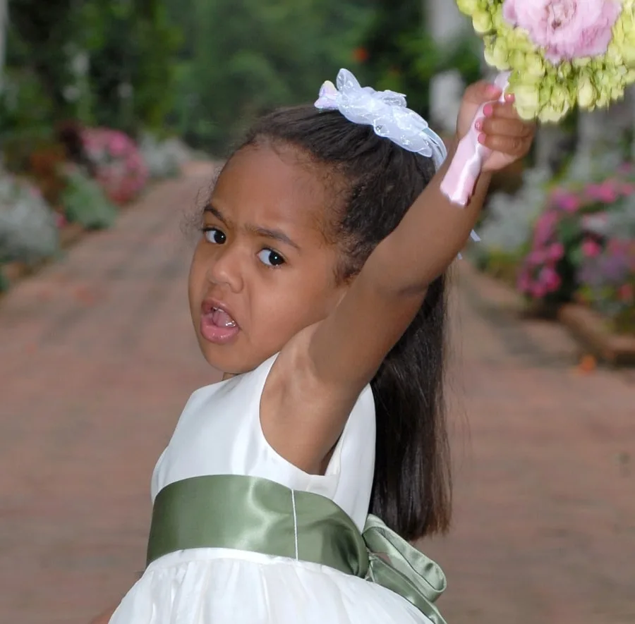 long ponytail for black flower girl