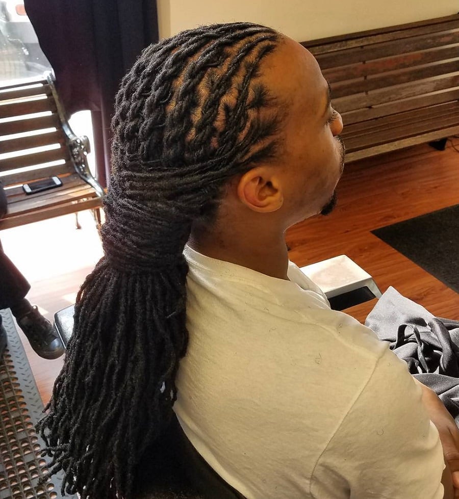 long ponytail for black men