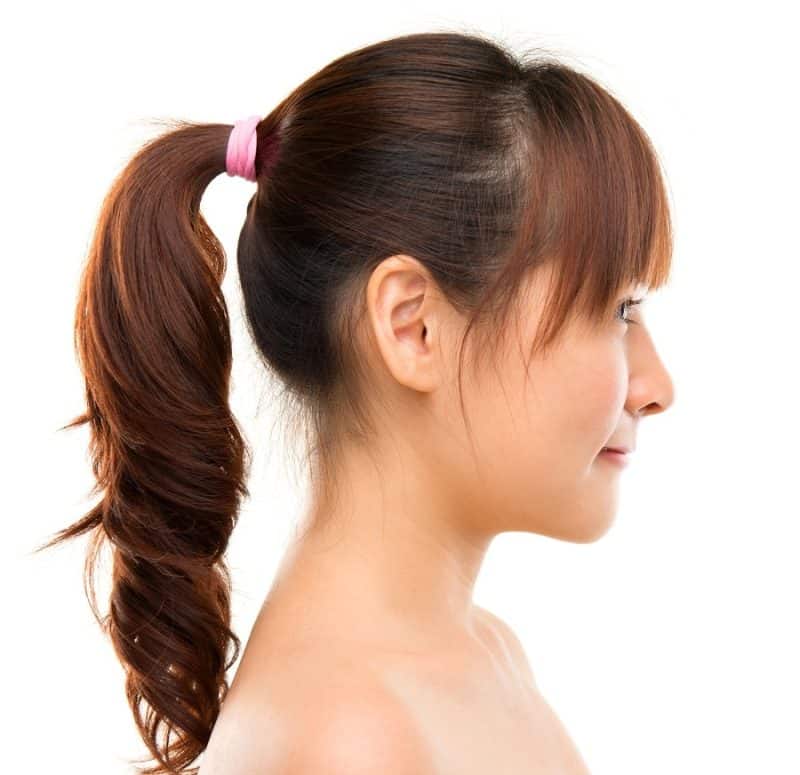 long ponytail with bangs