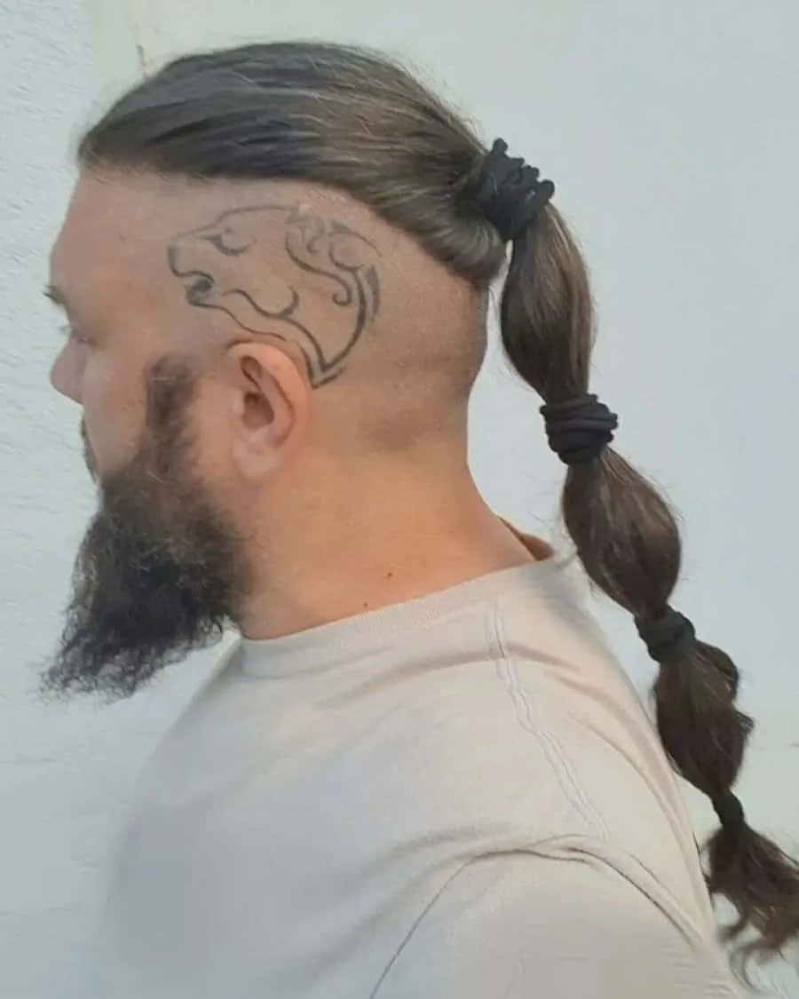 long ponytail with undercut for men