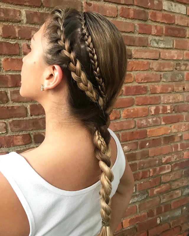 long pulled back hairstyle