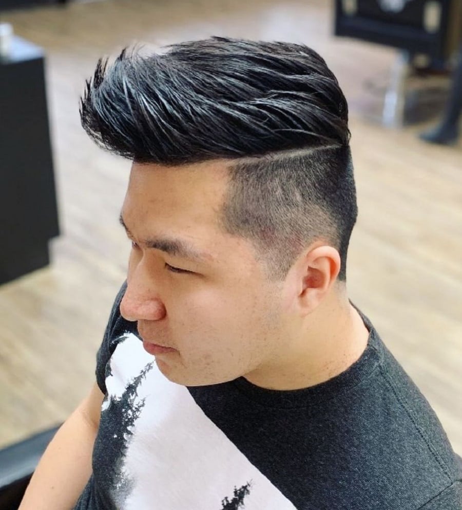 long quiff hairstyle with fade