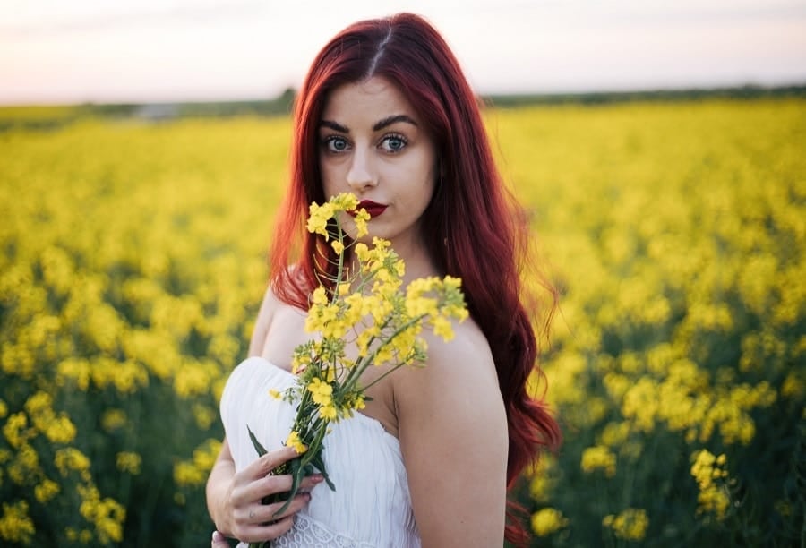 long red auburn hair