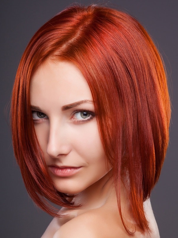 Image of Long layered blunt bob red hair