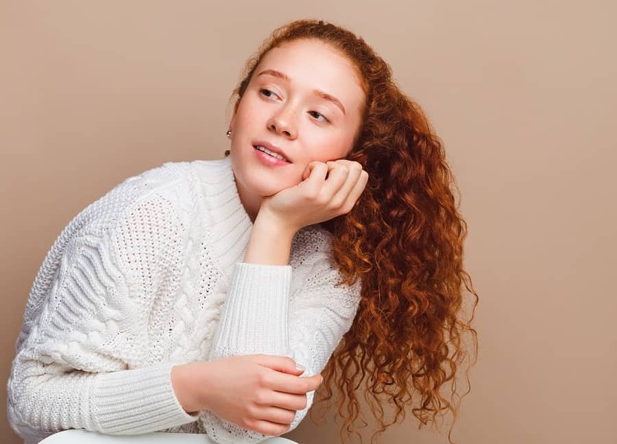 long red curly hairstyle