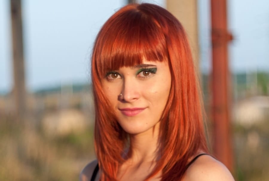 long red hair with bangs