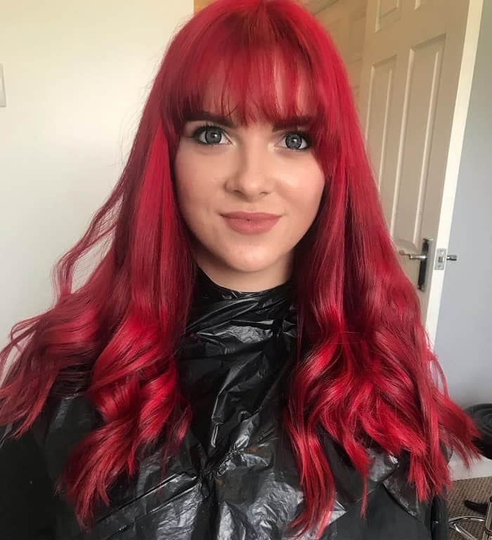 Red Hair with Long Bangs