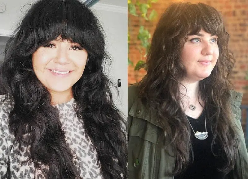long shaggy hairstyle for round face