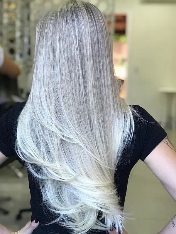 long silver blonde hair