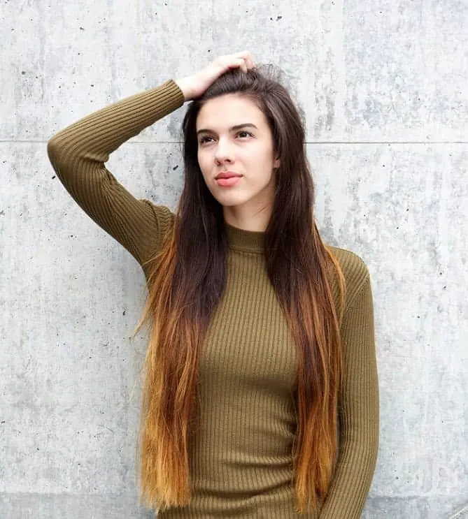 long straight balayage ombre hair