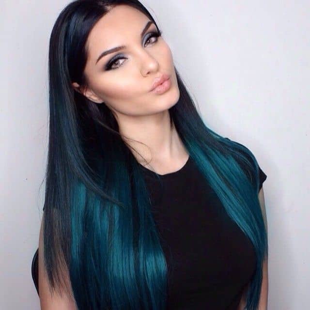 long straight blue ombre hair