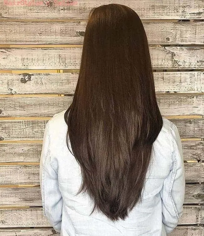 long straight v-shaped hair with layers