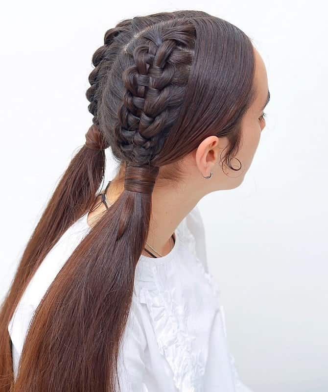 long straight braided pigtails