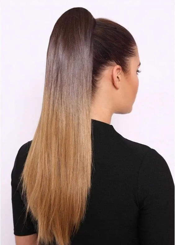 long straight ombre ponytail