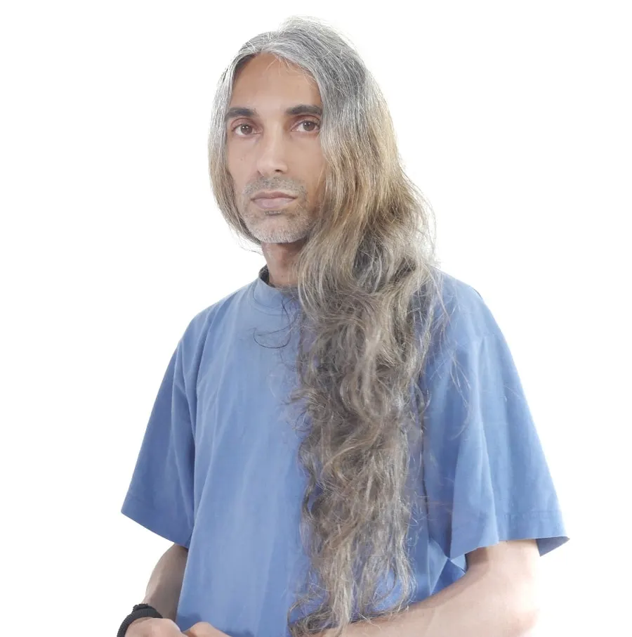 long thick grey hair for men
