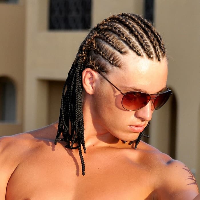 long cornrows for man with thick hair