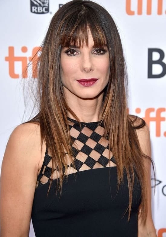 Straight Thin Hair with Curtain Bangs for Square Face