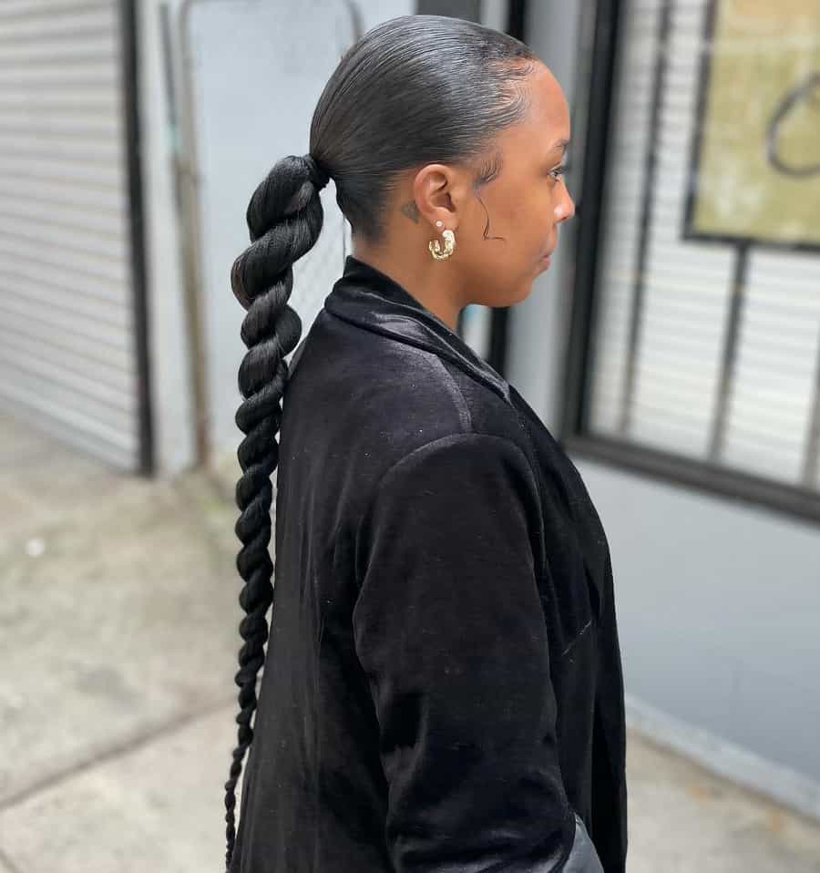long twisted ponytail