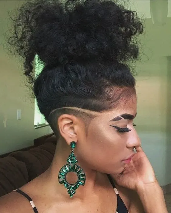 undercut hairstyle girl curly