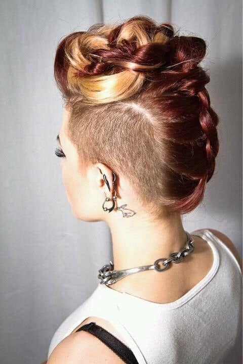 undercut with long braided updo