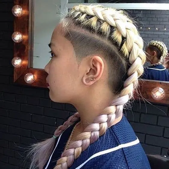 braided long undercut hairstyle