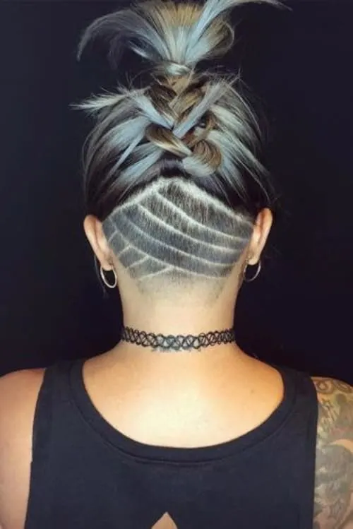 upside down undercut with long hair