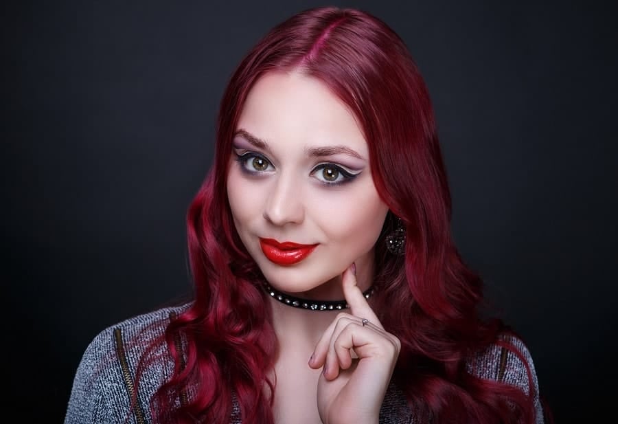 long wine red hairstyle
