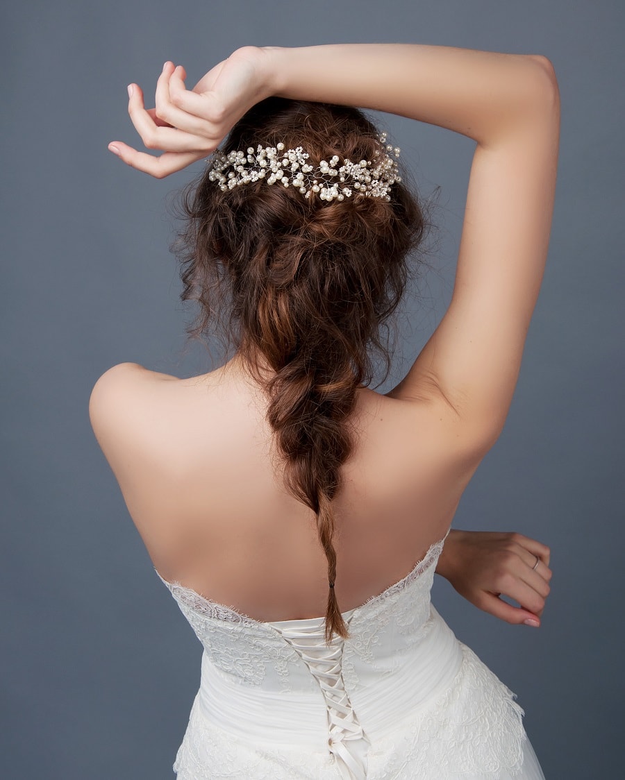 loose braid hairstyle for strapless dress