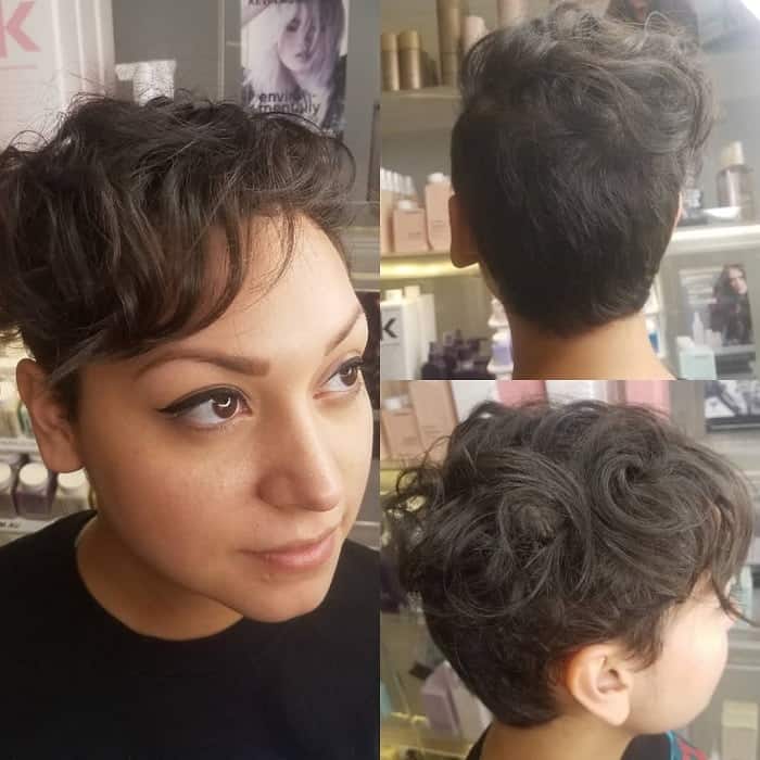Pixie Cut with Loose Curly Bangs