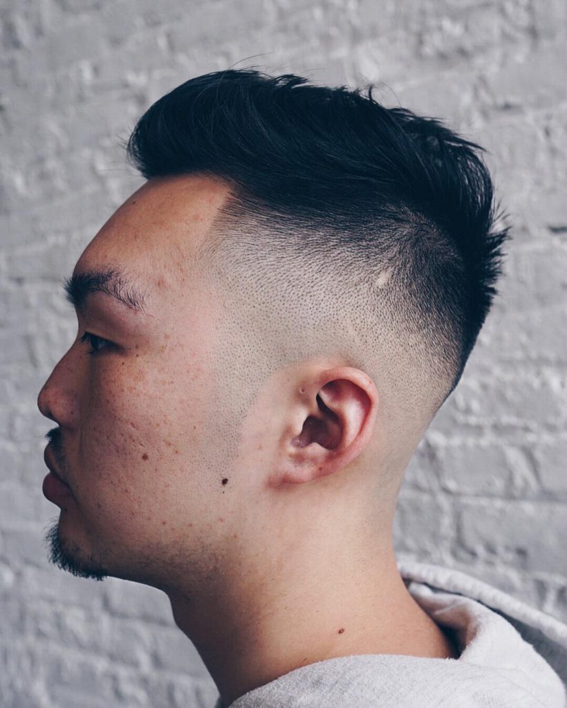 low fade in close cropped hair