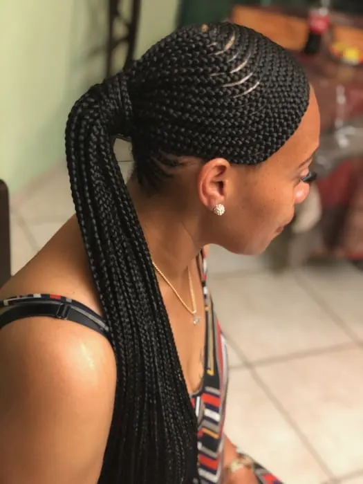 low cornrow ponytail