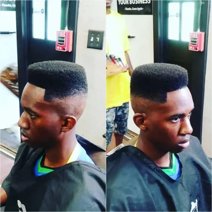 curly flat top with low fade