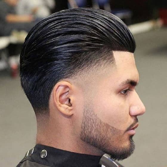 slick back with low drop fade