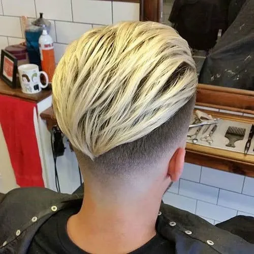 Bleached Low Fade Sleek Hairstyle