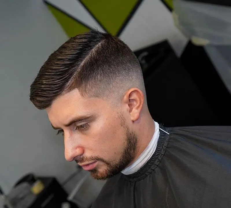 low fade undercut with comb over