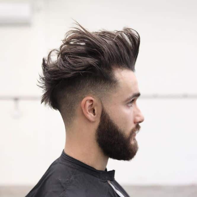 Long Messy Pompadour with Low Fade