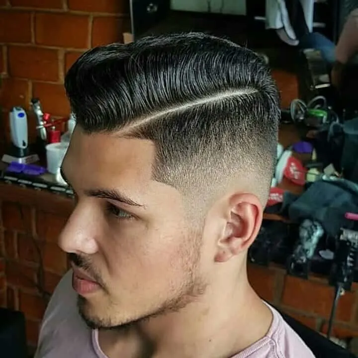 long comb over with low fade