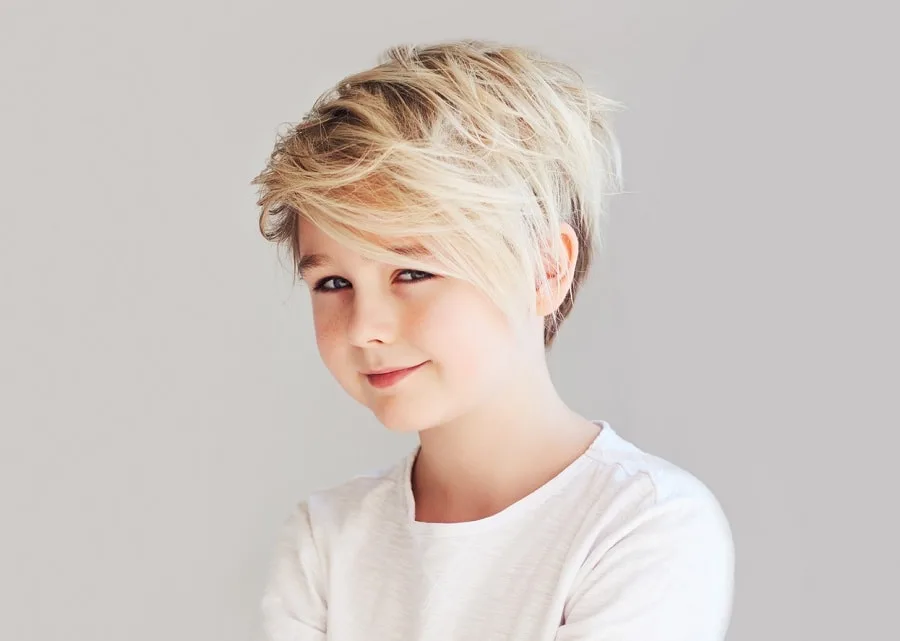 low maintenance boy haircut with blonde hair