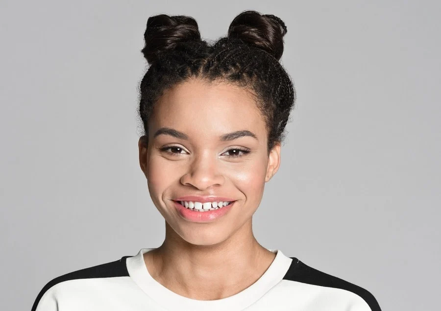 low maintenance space bun hairstyle for black women