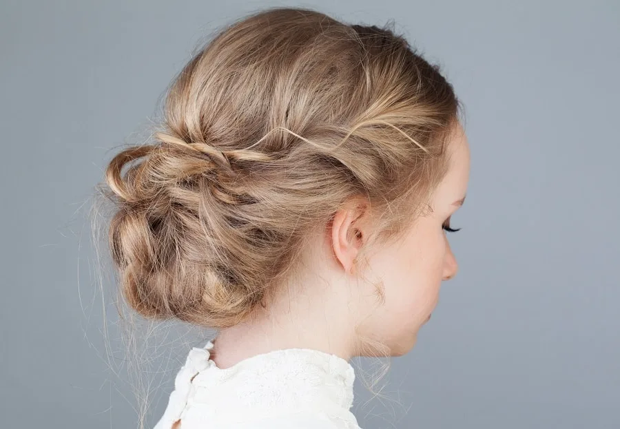 low maintenance updo for frizzy hair