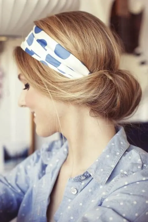 messy low bun with headband